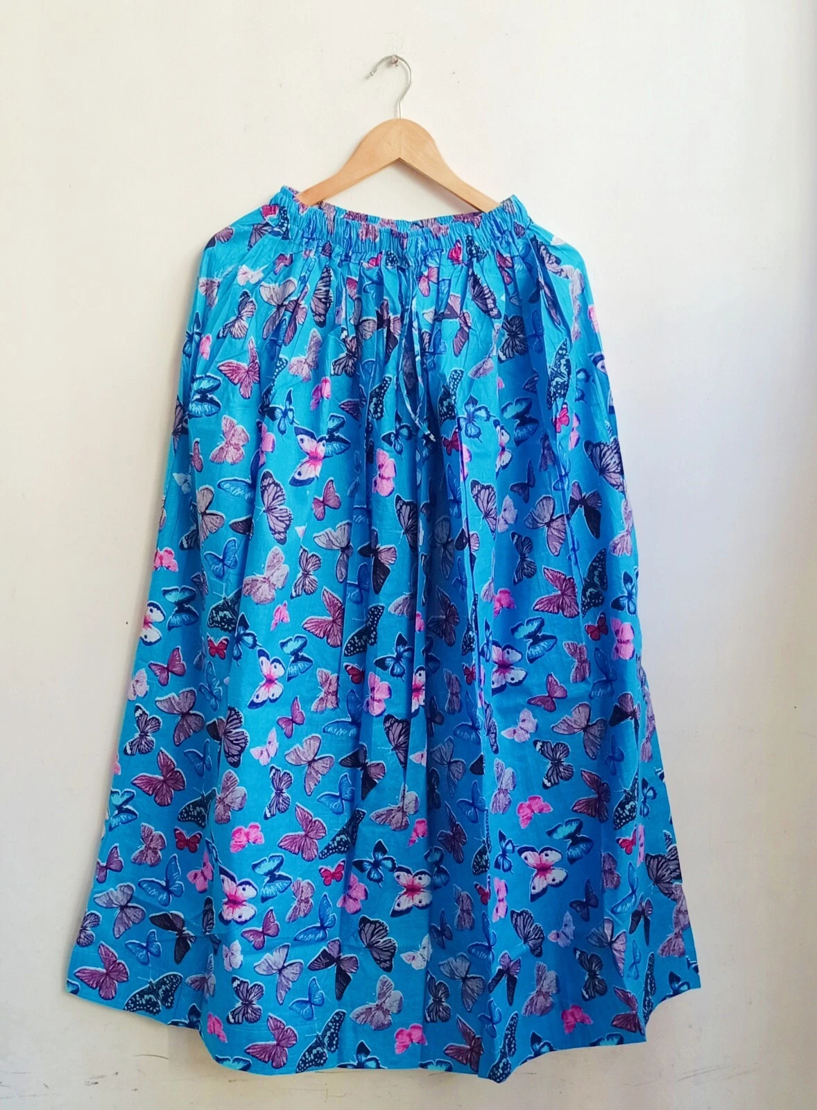 Indian 100%Cotton Turquoise Butterfly Skirt Women's Clothing Partywear Skirts US