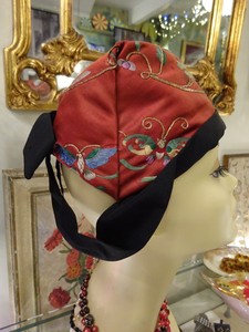 A 1930s Millinery Hat with Chinese Silk Embroidery Textile Butterflies