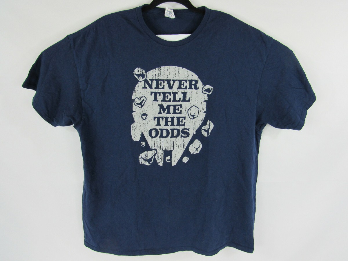 Star Wars Mens 2XL T Shirt Han Solo Never Tell Me The Odds Millennium Falcon ESB | eBay star-wars-mens-2xl-t-shirt-han-solo-never-tell-me-the-odds-millennium-falcon-esb-ebay