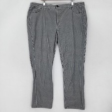 Talbots Pants Womens 22W Black White Gingham Velour High Waist Straight Leg