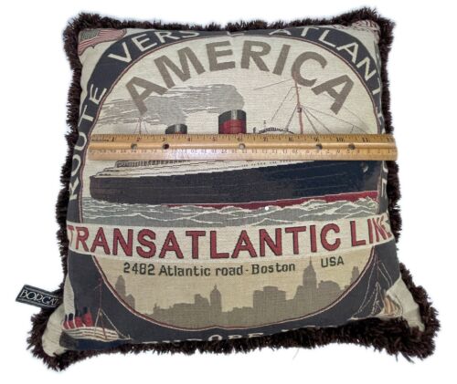 America Transatlantic Line Cruise Queen Elizabeth Borgata Accent Throw Pillow - Picture 5 of 5