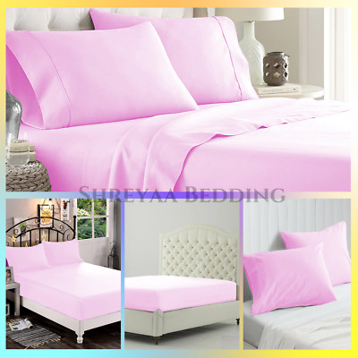 Extra Deep Pocket Bed Sheets 1000 - 1200 TC Egyptian Cotton Pink Solid