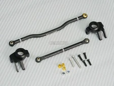 For Axial SCX10-2  Front METAL KNUCKLES + STEERING LINK UpGrade Part - BLACK