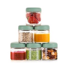 haakaa Glass baby food jar w silicone lid 6 pc 4oz Set freezer, microwave safe