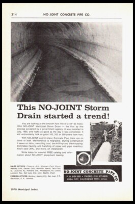 1970 No-Joint Concrete Co-storm drains Yuba City CA-Vintage trade ORIG. print ad