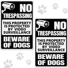 2 Pieces Beware of Dog Sign for Fence Lawn Funny Warning Decor No Trespassing
