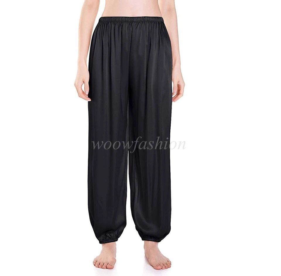 Mujer Pijama Bloomers Pantalones Satén Seda Lounge Pantalones Yoga Sueltos PJ Bottoms Foto 2 de 4