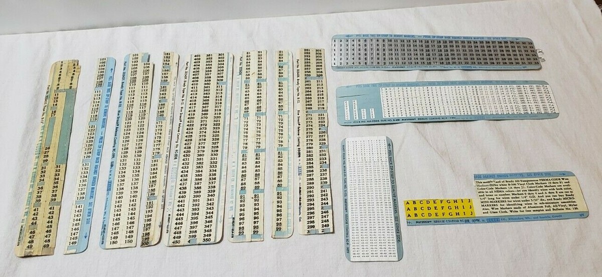 Lot of 12ish Brady Company Vintage Zip Strip Markers