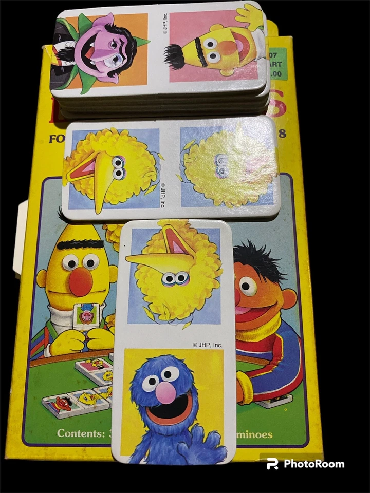 Juego completo vintage de dominó de Plaza Sésamo de Golden 1991 Big Bird Ernie  Foto 3 de 4