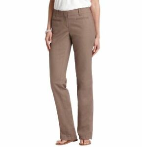 New ANN TAYLOR LOFT Marisa Trouser Brown Cotton Linen Blend Pants 8 | eBay