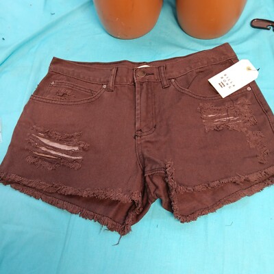 Billabong Drift Away Jean Shorts Womens Size 28 Distressed Cuttoff Black Denim