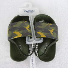 Capelli Camo Shoe Slides Sandals Slip On Green Size 4 -5 Boys Strap
