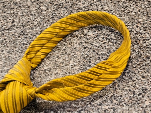 Vintage 1970s Wide Gold Striped Tie Textured Polyester St. Clairs by DAMON - Picture 10 of 18