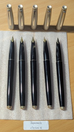 1960s Pilot Fountain Pen Set of Five Super 200 Black and Gold Used 25040616 - Picture 3 of 14