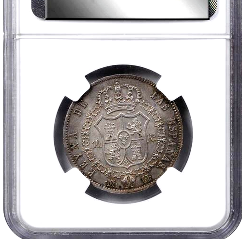 1843 M CL Spain 10 Reales, De Vellon Coinage, NGC MS 62, Single Finest @ NGC - Picture 4 of 4