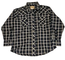 Wrangler Pearl Snap Western Shirt Men's Size XL Blue Plaid Long Sleeve Button Up