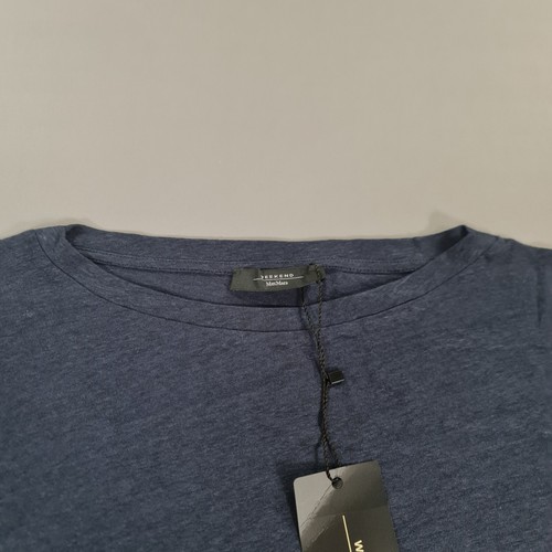 Weekend Max Mara Womens T Shirt Blue Large 100% Linen Short Sleeves Breathable - Picture 2 of 7