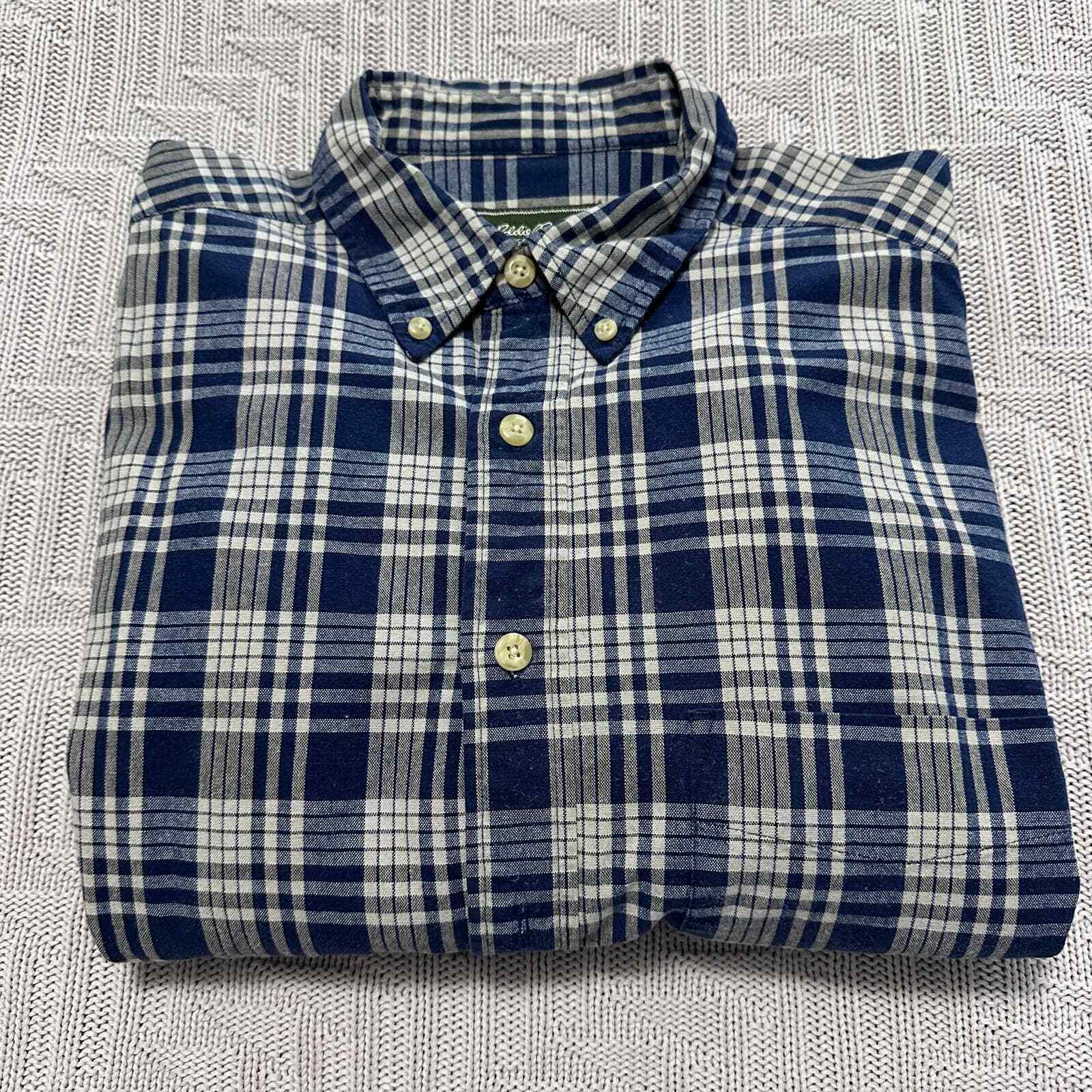 Eddie Bauer long-sleeved button-down shirt, men's size M cotton navy blue type Vintage Second Hand main image 1