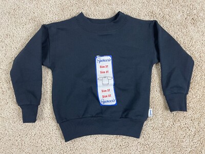 Spencers Pullover Sweatshirt Boys Size 3T Ribbed Knit Cuffed Crew Neck  Black