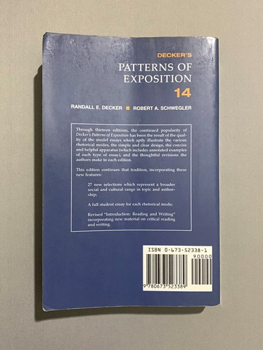 1998 Decker's: Patterns of Exposition 14 Book by Decker & Schwegler - Picture 3 of 4