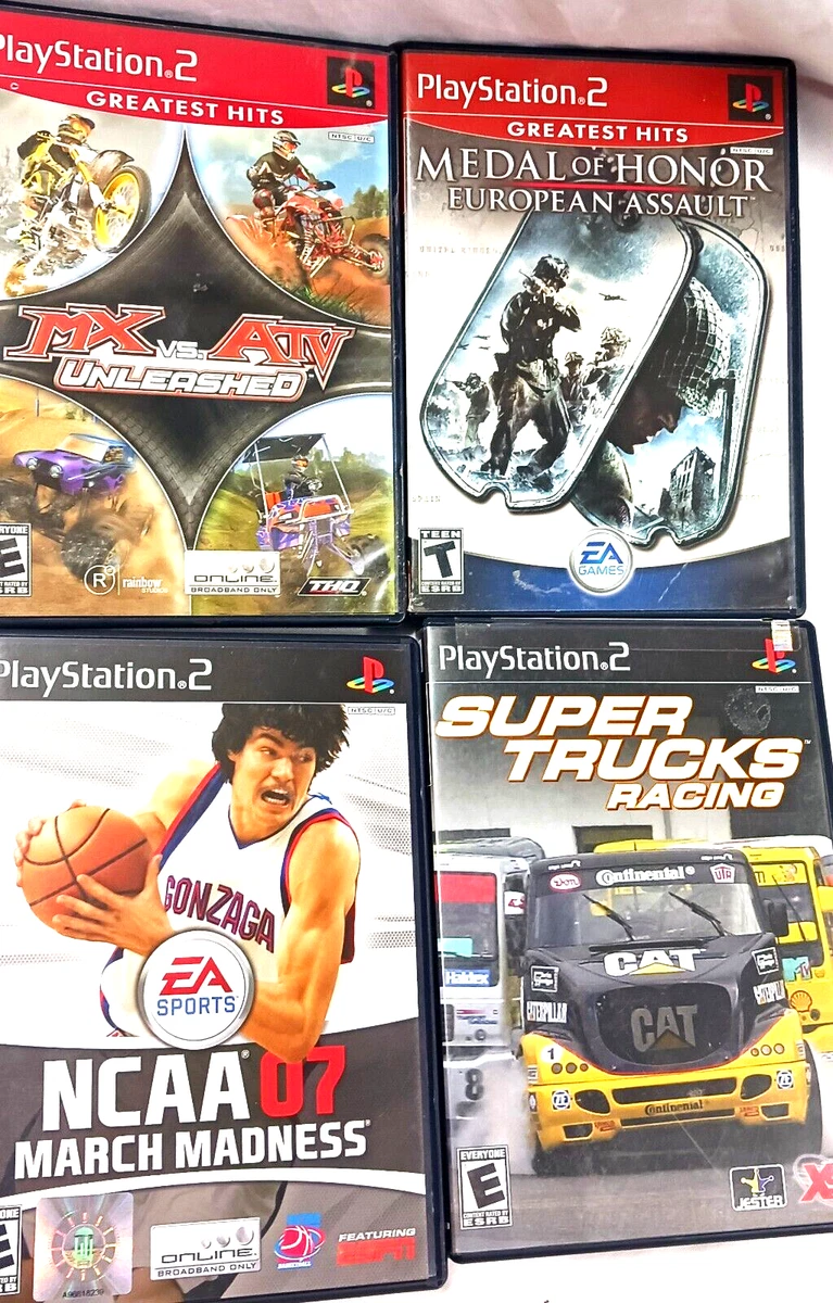 4 PLAYSTATION 2 PS2 GAMES MX VS ATV NCAA 07 SUPER TRUCKS RACING.