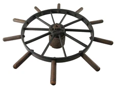 Antique Early 1900s Iron And Wood TIGHTENING WHEEL Industrial Decor RARE!