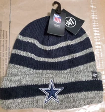 NFL Dallas Cowboys '47 Star Logo Men's Knit Beanie Cap Striped NEW W/TAGS