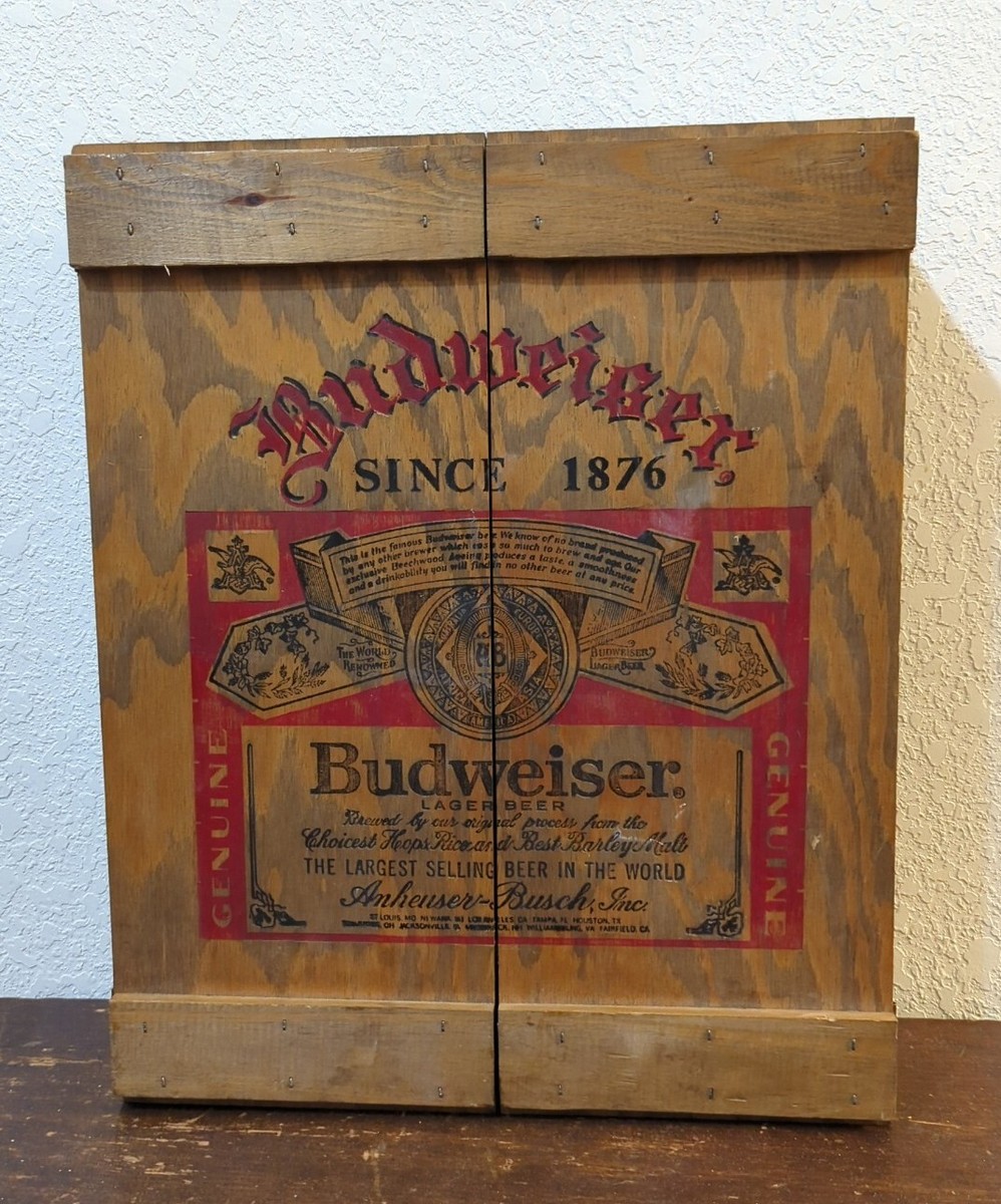 ★Budweiser ヴィンテージ木箱 Anheuser-Busch★ Vintage ORIGINAL 1976 Anheuser Busch Beer Wood Box Antique