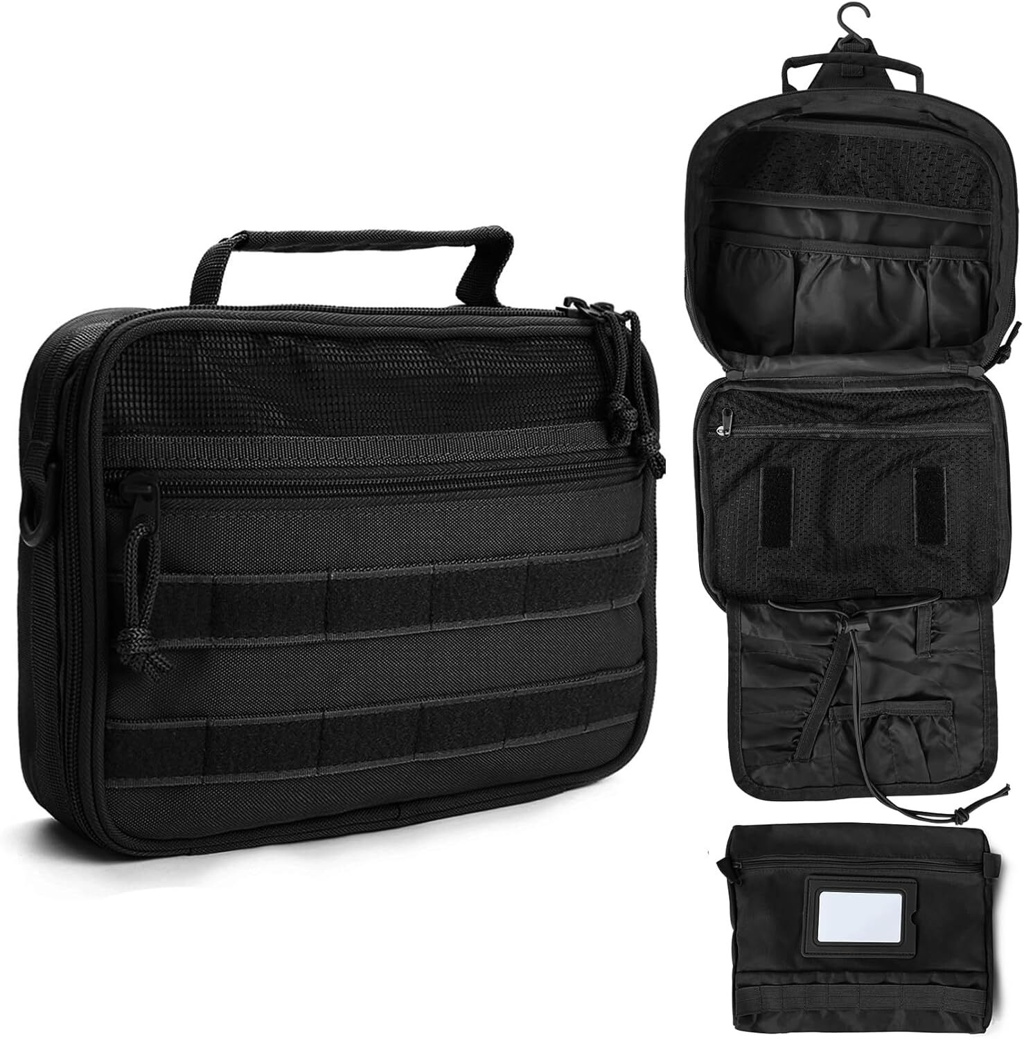 Tactical Hanging Black Toiletry Bag for Men Travel Essentials-image