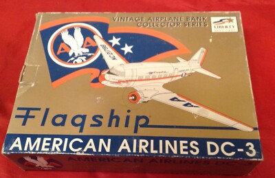 NOS Spec Cast Die-Cast Metal American Airlines Flagship DC-3 Airplane Coin Bank