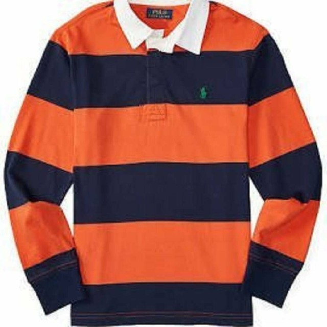 Ralph Lauren Boy Rugby Striped Shirt XL Orange/Blue eBay