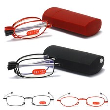 Unisex Retro Folding Glasses Portable Reading Glasses Diopter Eyewear with Case