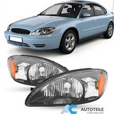 Headlights Assembly For 2000-2007 Ford Taurus Head Lamp Black Housing Amber