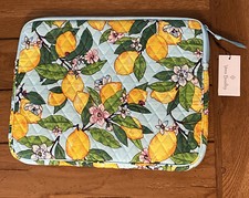 NWT Vera Bradley Laptop Sleeve Lemon Grove NEW Padded Blue Yellow Quilted Case