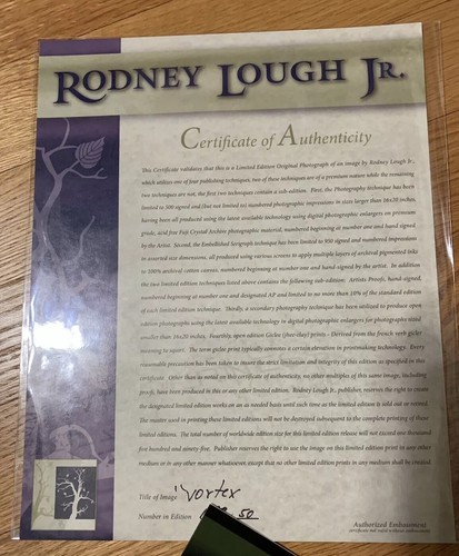 Rodney Lough Jr. Limited Ed Artist Proof Photograph "Vortex" - Picture 2 of 3