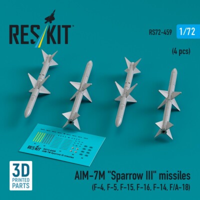 1/72 Reskit RS72-0459 AIM-7M ''Sparrow III'' missiles (4 pcs) (F-4, F-5, F-15, F-1