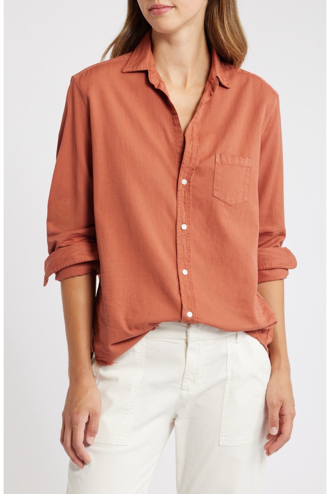 Frank & Eileen Terra Cotta Casual Button-Down Shirt 100% Cotton Coastal Size XS