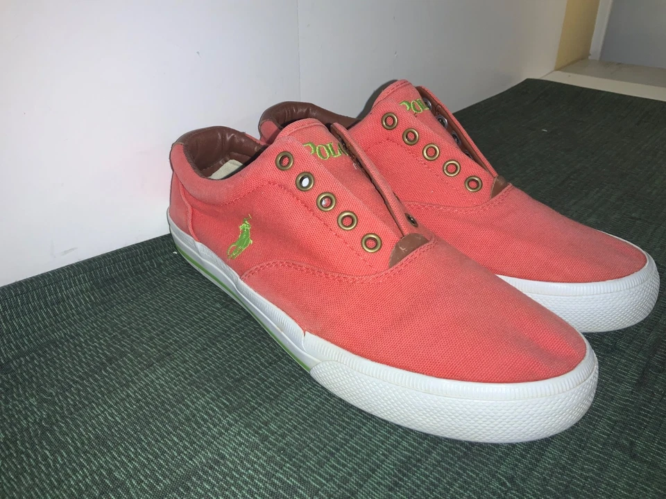Polo Ralph Lauren Informal Lona Sin Cordones Zapato de Cubierta Coral Hombres 8.5 Mujeres 10 Foto 4 de 4