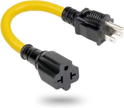12AWG Heavy Duty Extender 15 Amp AC Plug to 20 Adapter Cable 5-15P Yellow 