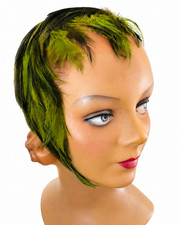 50s 60s Vintage Mid Century Green Feather Headband Cocktail Hat