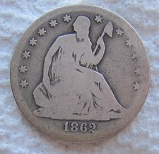 1862-S Seated Liberty Silver Half Dollar Rare Key Date Civil War Year XF...