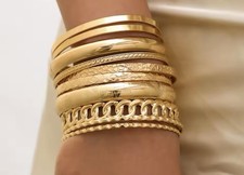 10pcs/set Gold Metal Bangles Set For Women