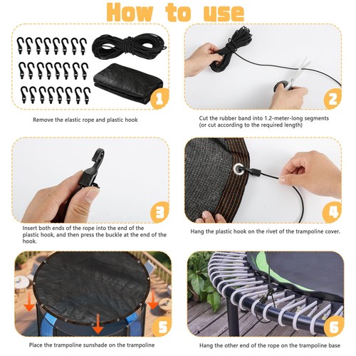 Trampoline Cover Black Round 90% Sunblock Shade Cloth 12FT Trampoline Top Sha... - Picture 3 of 7