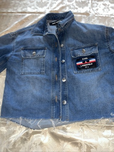 Karl Lagerfeld Blue Denim Jacket With Logo Patch