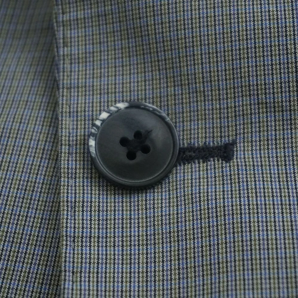 Blazer para hombre Bianco Brioni Firenze gris azul cuadros italiano talla 42L ribete EE. UU. Foto 3 de 4