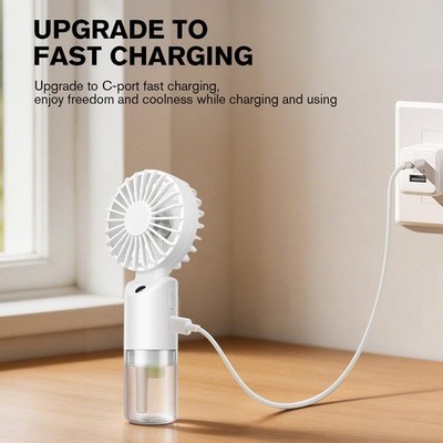 Handheld Mist Fan W/Water Humidifier Cooler USB Rechargeable Mini Hand Spray Fan