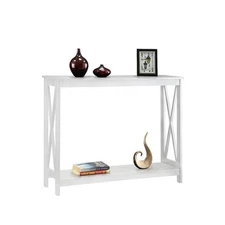 Pemberly Row Transitional Console Table in White Wood Finish