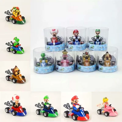 Voitures avec Figurines Mario Kart "ready to race" Luigi Wario Peach Donkey Kong