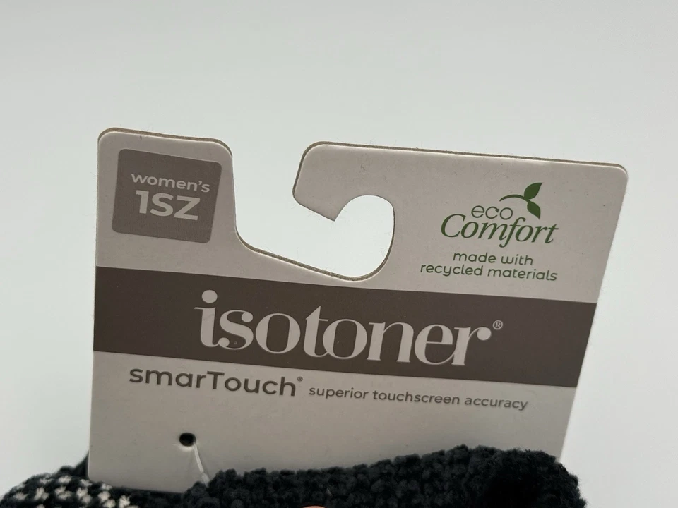 Isotoner снежинка шениль перчатки черный акрил трикотажа ребристые манжеты женщин 1Size - Изображение 3 из 4