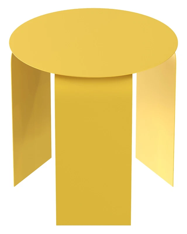 Tavolino Tondo Arredo Divano Soggiorno in Metallo Giallo Ocra Diametro 45 cm, fotografia 7 di 8